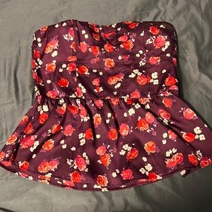 American Eagle Strapless Top, Size Medium, Floral